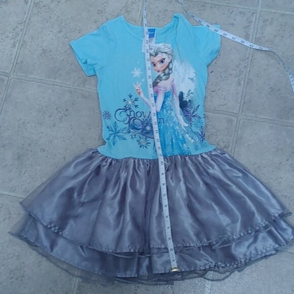 3/$25 FROZEN Elsa blue and gray tuff ruffle short sleeve dress size L 10… - Picture 9 of 9